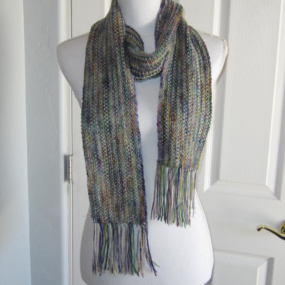 Hand knit colorful scarf - like new!